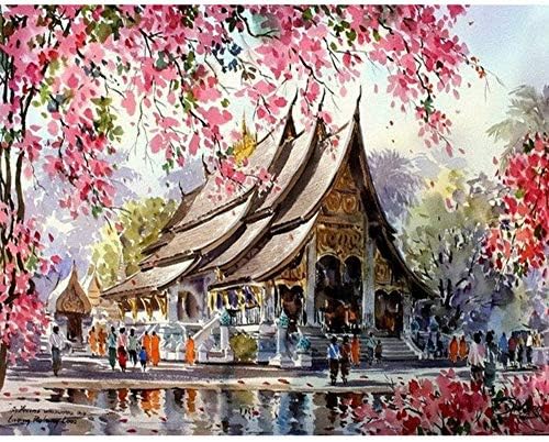 Hobby 5D DIY Diamond Painting Sakura House Cross Stitch Full Diamond Embroidery 5D Diamond Mosaic Pattern Beaded Embroidery Art