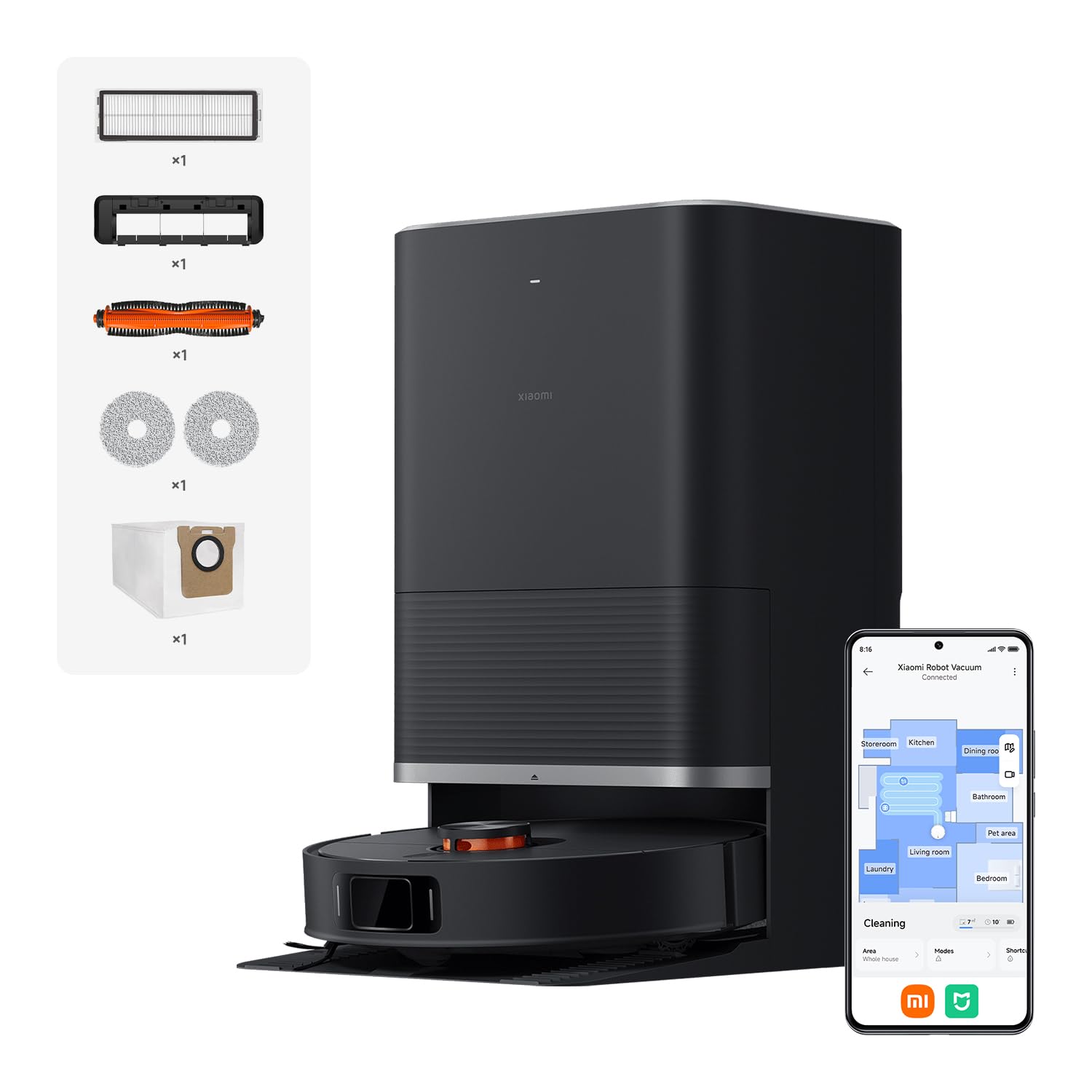 Xiaomi Robot Vacuum X20 Max – 8000 Pa Saugleistung, duales Moppsystem mit Heißwasserreinigung und Trocknung, 75 Tage Staubkapazität, 4 Reinigungsmodi und 5200mAh Akku für smarte, gründliche Reinigung