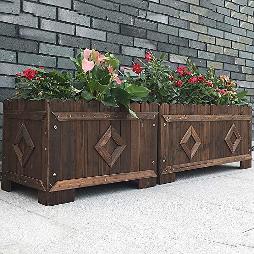 PLHMS Rustikal Planter Box, Raised Garden Bed Pflanzkästen aus Holz Pflanze wächst Blumentopf, Kräutergarten Erhöht Bett… – Bild 8
