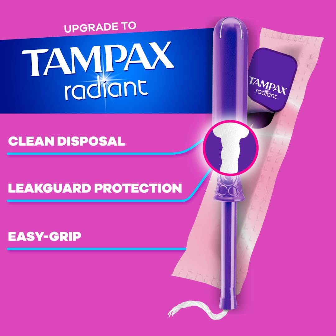 Tampax Pearl Tampons for Women Multipack, with LeakGuard Braid, Regular/Super Absorbency, Unscented, 34 Count