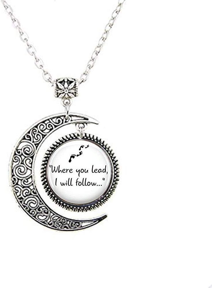 Gilmore Girls Where You Lead. Pendant Keychain Moon Necklace