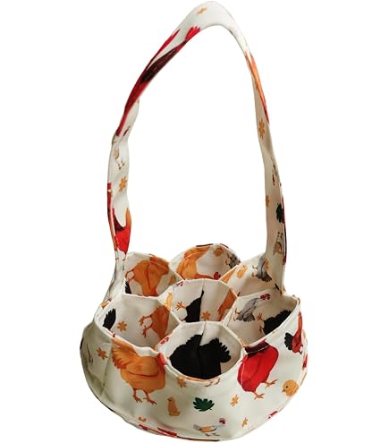 Cesta Para Recoger Huevos De Lona: 7 Compartimentos, Base Acolchada, 20x20x7 Cm, Ideal Para Gallinas, Patos Y Granjas