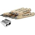 Short Fat Pencils for Beginners, Toddlers and Preschoolers, Jumbo Triangular Kids Pencils, 5MM Fat-Core, Sharpener Included, 8 Pack (Natural Wood)