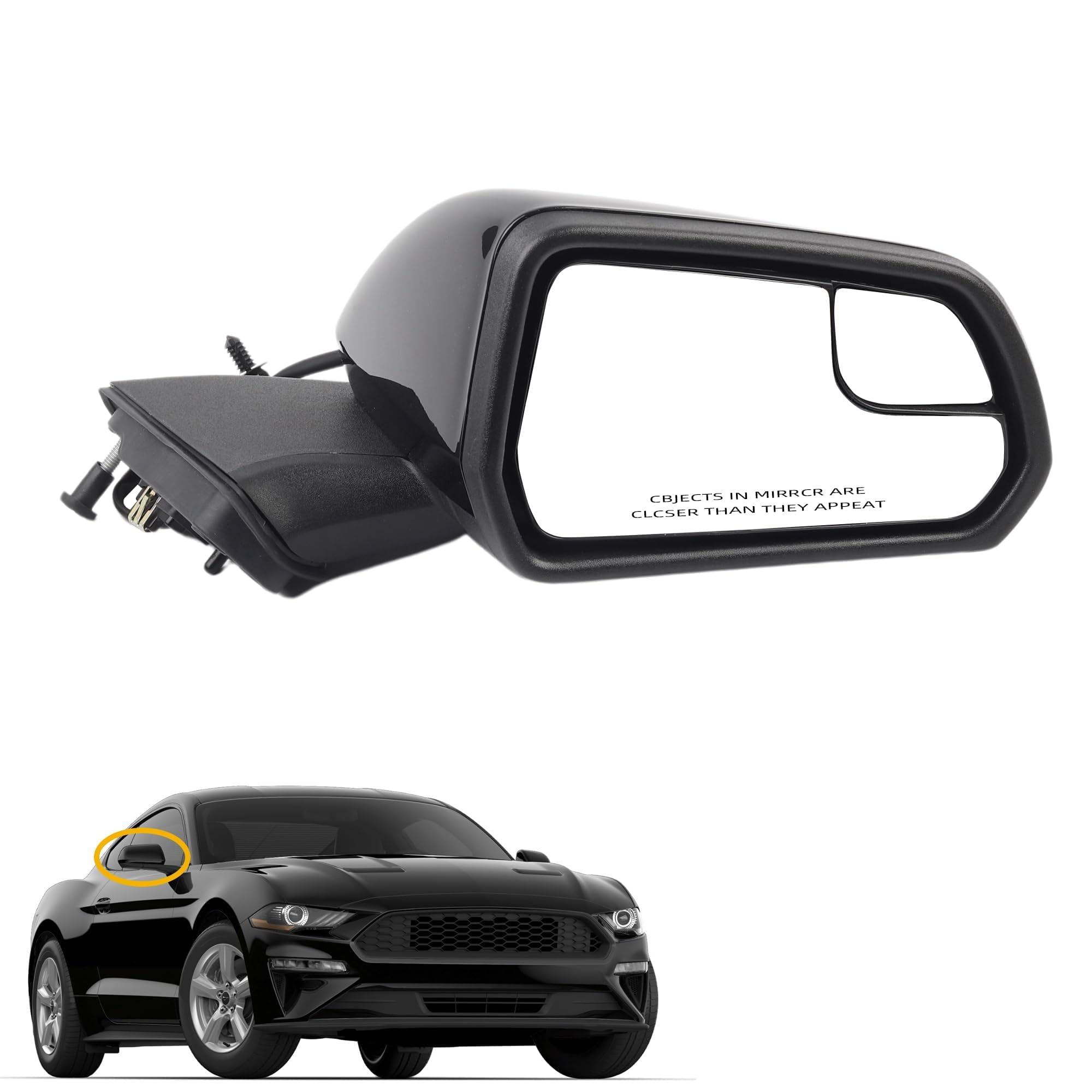 Photo 1 of Dasbecan Right Passenger Side Mirrror Assembly Compatible with Ford Mustang 2015-2020 with Spotter Glass Replaces FO1321595 FR3Z17682M-PFM FR3Z17D742AAPTM Black 3Pins