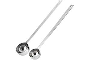 U-Taste Coffee Scoop 1&2 Tablespoon: 18/8 Stainless Steel Measuring Scooper for Ground Coffee, Bean, Powder, Espresso, 8.5in Long Handle Metal Meaure Spoon for Canister, Jar (1&2Tbsp/15&30ml, Silver)
