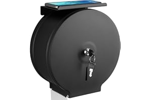 MODUNFUL Commercial Toilet Paper Dispenser with Shelf, Wall Mount Stainless Steel Roll Toilet Paper Holder Lockable 9 Inch - Matte Black