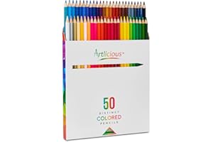 Artlicious Colored Pencils, 50 Colors, Colored Pencils for Kids Color Pencil Set Colored Pencils Bulk Adult Art Pencils Lapices de Colores Map Pencils Professional Colored Pencils for Artists