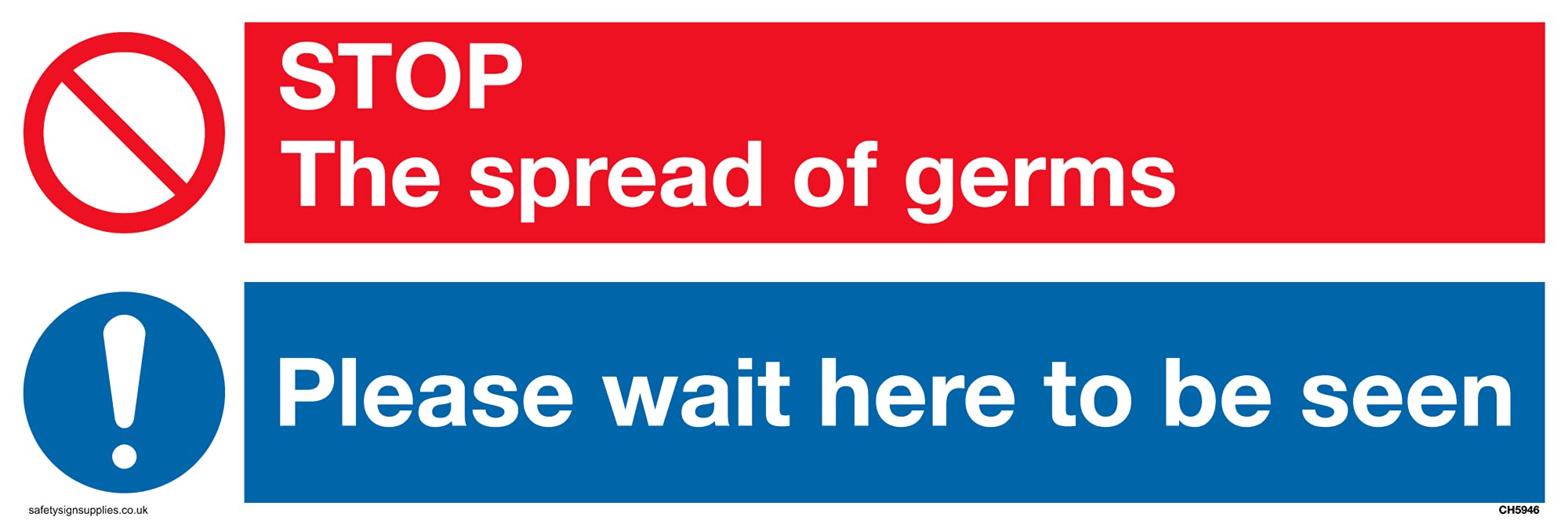 Pack of five - dual standard red prohibtion symbol and mandatory symbol in blue circle Sign - 300x100mm - L31