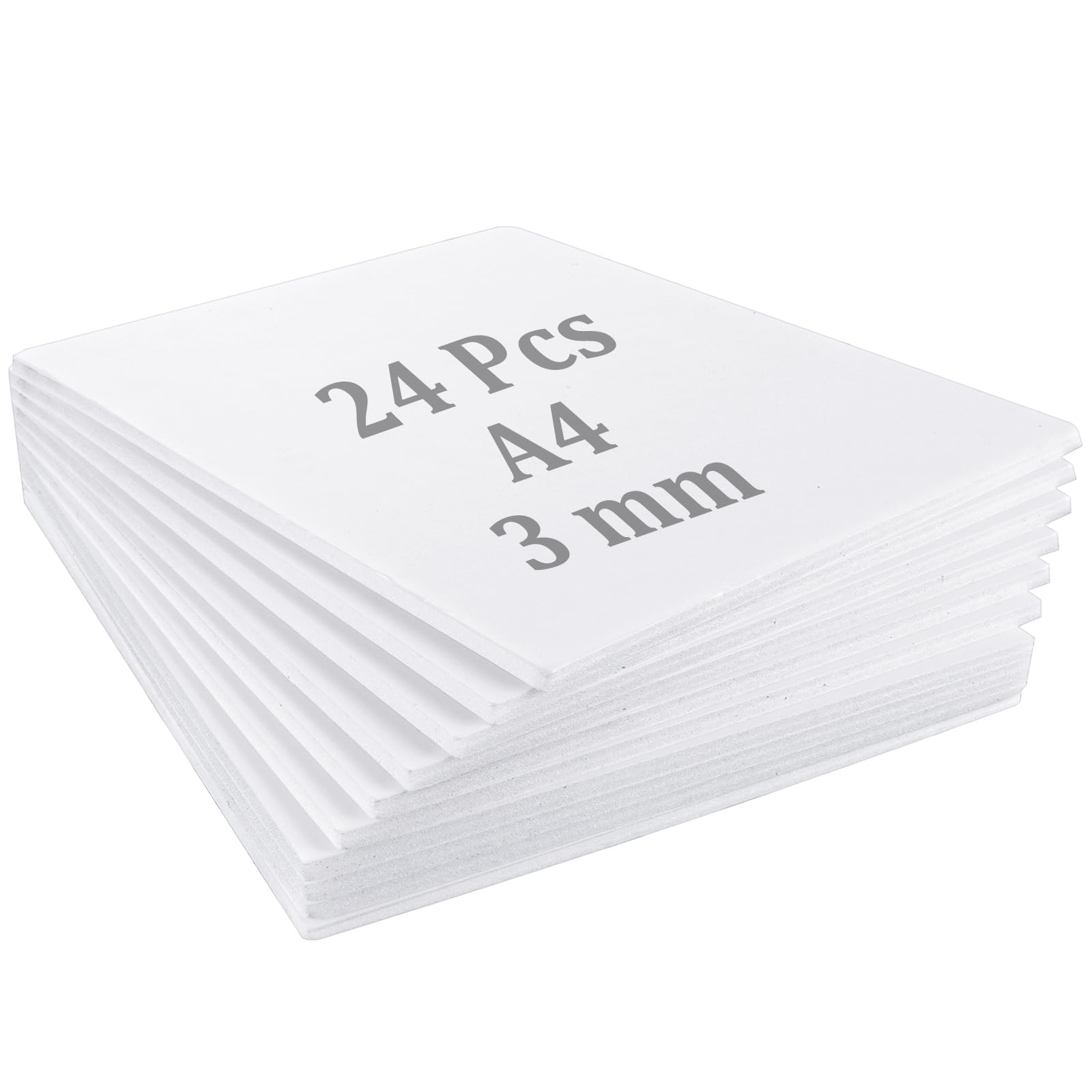 ZOFUN 24 Pcs Foam Boards, A4 Stiff White Foam Sheets, 3mm Thick Low Density Poster Board, Presentation Boards, Easy Cut Craft Board for Paper Scrapbooking, Cosplay, Mounting Print, Arts & Crafts