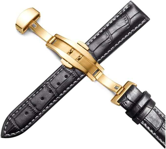 Leder-Armband 16 Mm Für Uhren – Vintage Look, Mit Edelstahl-Schnalle, Dunkelblau