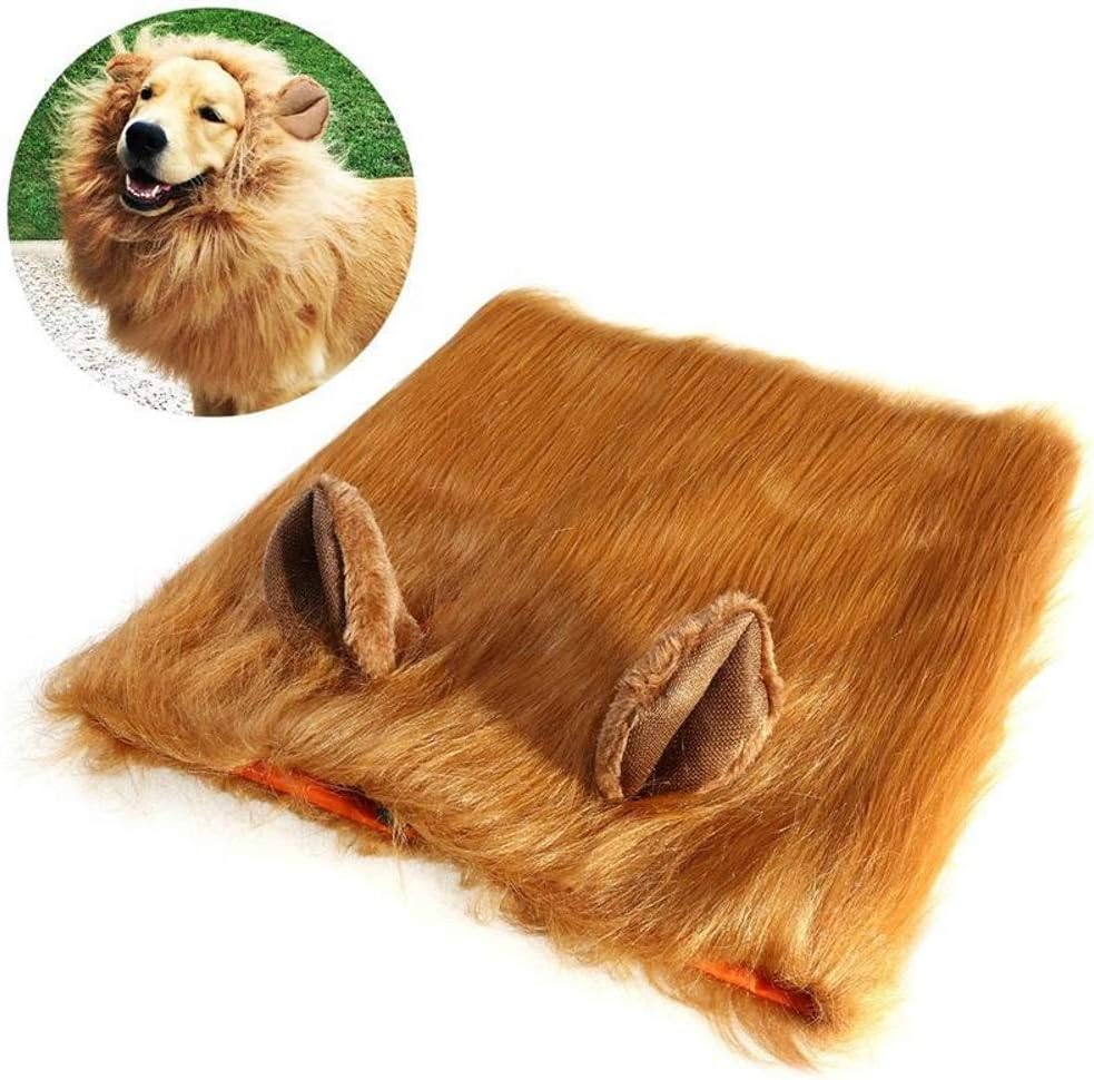 SUNREEK Dog Lion Mane Wig Costume with Ears & Tail, Fancy Lion Hair for Medium to Large Dogs Halloween Costume, Party Festival Occasion - Image 4