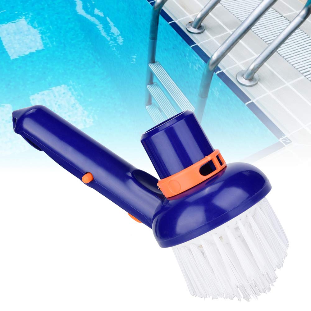 Duokon Pool Step & Corner Vacuum Brush - Fine Nylon Bristles - White, Blue - Premium, Sturdy - Suitable for Above Ground & In-Ground Pools, Spas & Hot Tubs