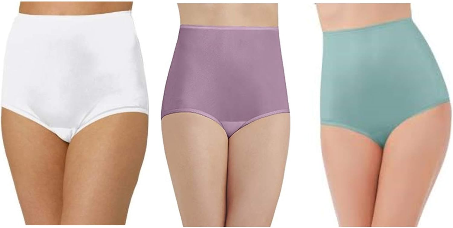 Amazon Com Vanity Fair Classic Ravissant Tailored Brief Pack Of 3 15712 6 White Serene Mauve Mint Clothing