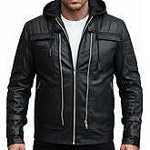 Black Hood Bat Jacket and Vest - Red Hooded Leather Jacket 2 in 1