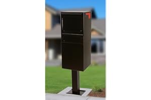 dVault® Parcel Protector Vault DVU0050 Locking Mailbox with Top Mount Above Ground Post Included (Black)