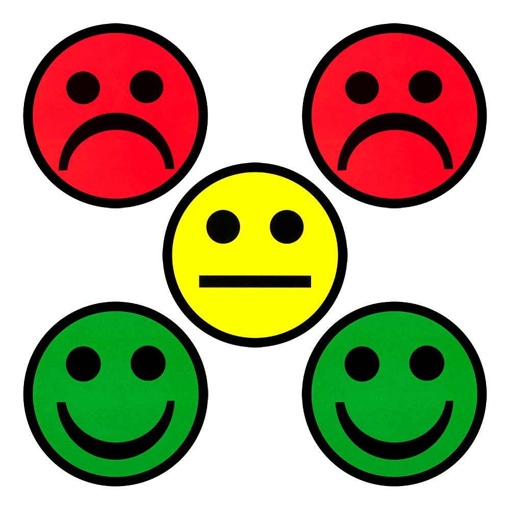 5 Smiley Magnets - Mix Package - 2 Green, 2 Red and 1 Yellow - 2 Inch - Whiteboard Fridge Magnets