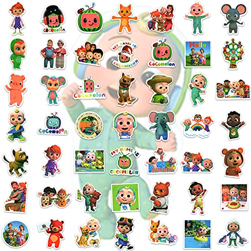 100 PCS Cocomelon Stickers, Vinyl Waterproof Cartoon Stickers, Cute Variety Pack for Laptop Computer Water Bottle Skateboard, Decal for Teens Adults Kid Gift