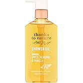 thanks to nature Shower Oil, Sweet Almond and Vanilla Scent, Nourishing & Moisturizing, 8.45fl oz, for Normal to Dry Skin