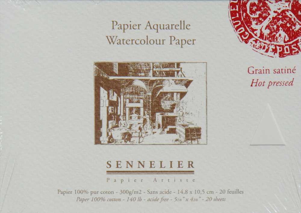 Sennelier - Watercolour Paper - 36 x 26 cm - 20 Sheets - 300 GSM - Hot Pressed - Acid Free