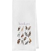 Geqtt Owl Gifts Dish Towels - Types of Owls Waffle Weave Kitchen Towels, Wild Animal Decorative Hand Tea Towels for Kitchen Bathroom, Owl Gifts for Women (16×24 Inches)