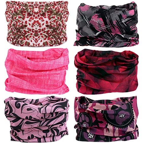 9PCS & 6PCS Multifunctional Stretchable Sport & Casual Headwear, Headband Scarf Bandanna Headwrap Mask Neckwarmer & More 12-in-1