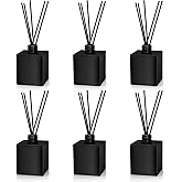 Yesland 6 Pack Perfume Reed Diffuser Bottle, 200ml/6.7oz Empty Refillable Essential Oil Bottles Glass with 60 Sticks, DIY Fragrance Diffuser Sets for Home Bathroom Office Decoration Gift, Black