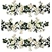 YILIYAJIA 3PCS Artificial Rose Garlands Silk Fake Rose Flowers Green Leaves Vine for Home Hotel Office Wedding Party Garden Craft Art Decor (White Color)