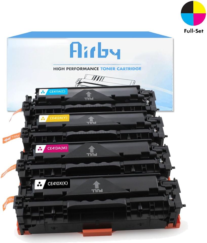 Airby® New Compatible HP CE410X CE411A CE412A CE413A (305A/305X) Toner Cartridge for HP LaserJet Pro 300 Color M351a MFP M375nw, 400 Color M451dn M451dw M451nw MFP M475dn MFP M475dw