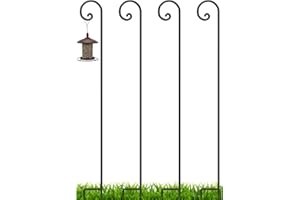 BEAU JARDIN Shepherds Hook 92 inch 4 Pack One Piece Structure No Assembly Required Bird Feeder Pole 3/5 inch Heavy Duty Solid Metal for Outdoor Garden Plants Lanterns Shepards Garden Tall BG260
