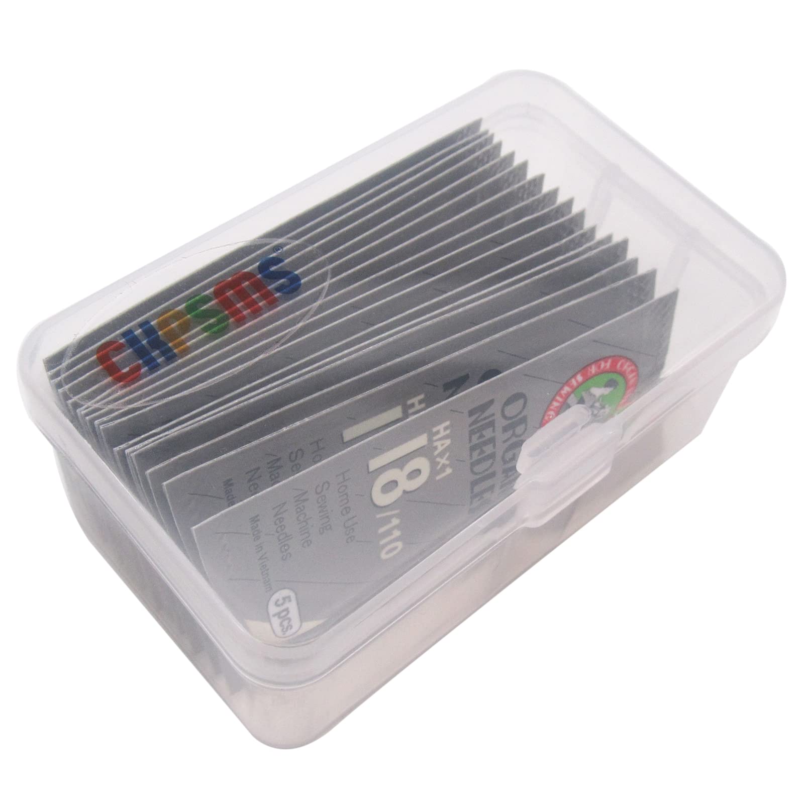 HAX1 Sewing Needles in Clear Plastic Box - Compatible/Replacement for Singer, Pfaff, Brother, RICCAR Brand - 80PCS (12/80, 14/90, 16/100, 18/110)