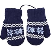 Baby Kids Warm Knit Gloves Toddler Soft Stretch Mittens Cute Snowflake Thick Mittens Winter for Boy Girl Cold Weather