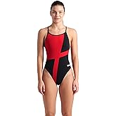 Arena Women's Performance Diamond Team Print Lace Back Ladies Bathing Swimsuit