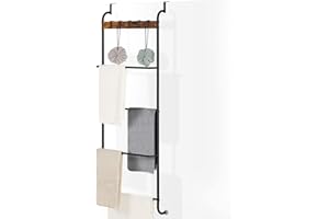 Over The Door Towel Rack Door Rack Hanger Organizer Bathroom Door Rack for Towels (Black)