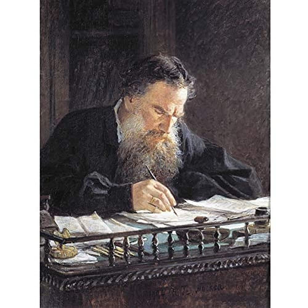 Ge Portrait Leo Tolstoy Writing Painting Art Print Canvas Premium Wall Decor Poster Mural