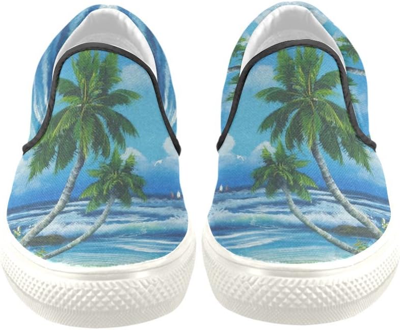 Canvas Shoes D-Story Palm Tree and Sea Men's Slip-on Fashion Sneaker