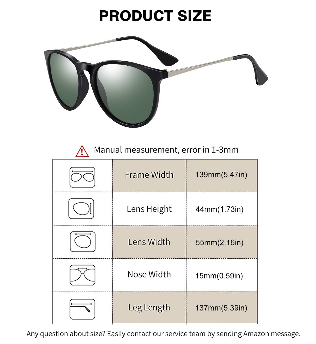 WOWSUN Polarized Sunglasses Women Vintage Retro Round Mirrored Lens Black Green