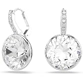 Swarovski Millenia drop earrings, Round cut, White, Rhodium Finish