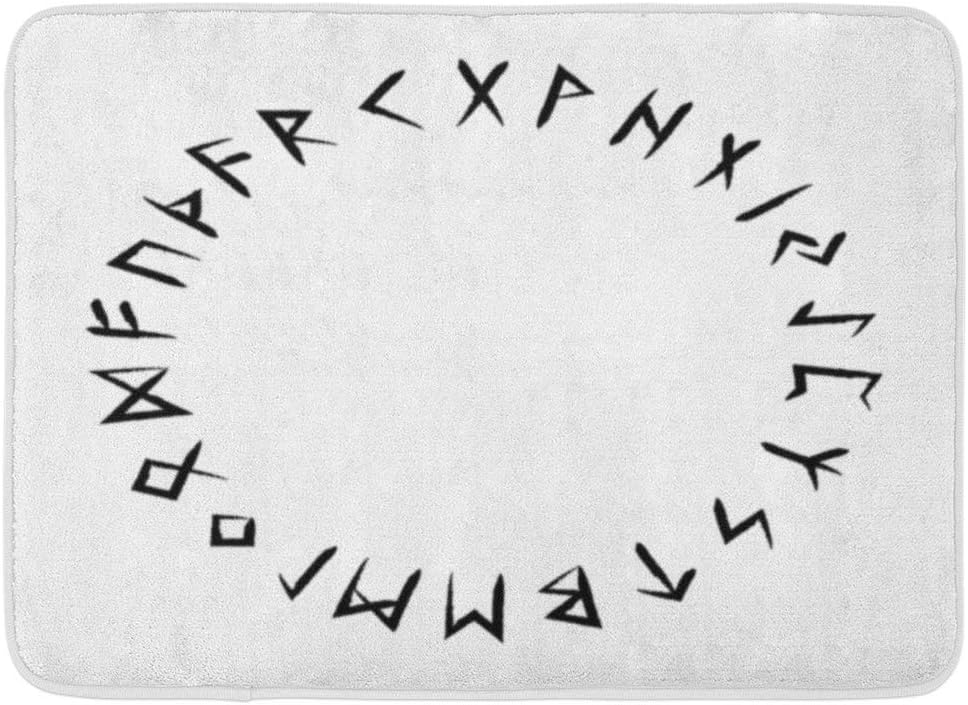 Bath Mat Algiz Black Viking Rune Pagan White Abstract Amulet Bathroom Decor Rug Amazon Co Uk Kitchen Home