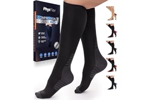 PhysFlex Compression Socks for Women and Men - Best Support for Running, Flying, Pregnancy - Knee High Graduated Compression 