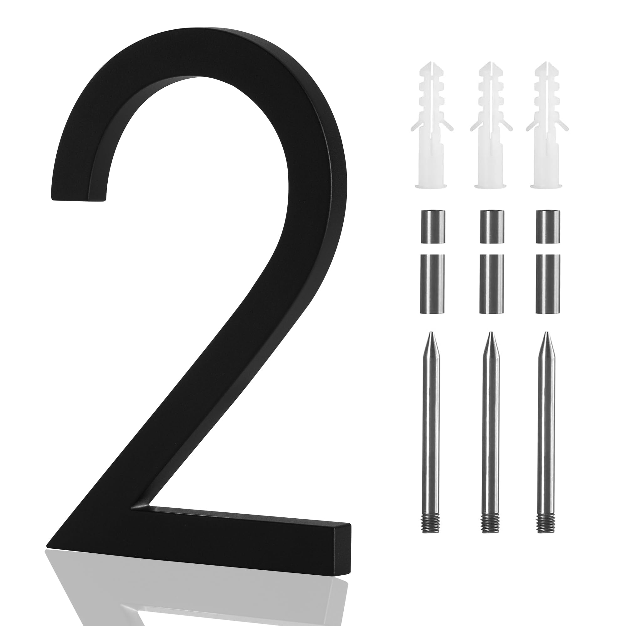 Photo 1 of 9 Inch Large house Numbers for Outside Modern, Metal Large Address Numbers For House Matte Black Floating Mount And Flush Mount Zinc Home Address Numbers 2