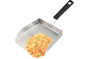 Griddle Spatula, Large Stainless Steel Griddle Food Mover Shovel Metal Food Scooper for Flat Top Stir-frying Grilling Cooking