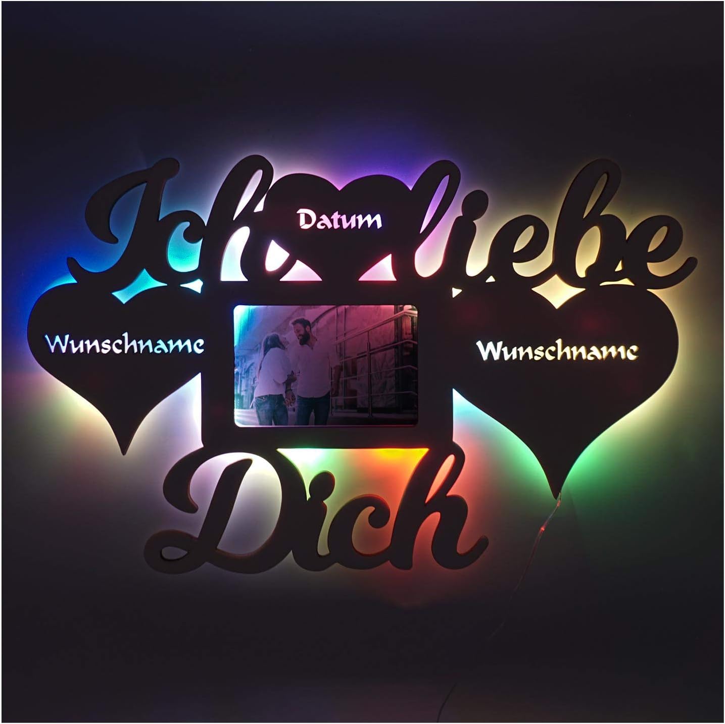 Amazon.de: Ich Liebe Dich Geschenke für Männer mit Namen Gravur RGB LED  Wand Foto Bilderrahmen Herzen