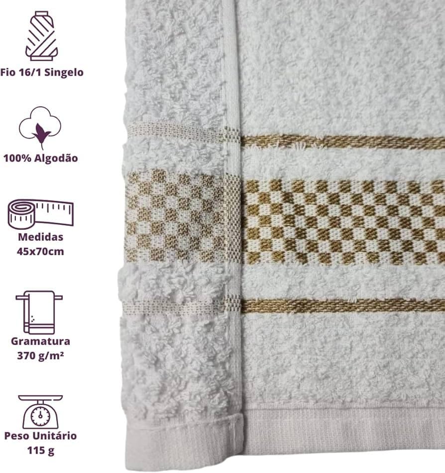 Kit Com 10 Panos de Prato Atoalhado Xadrez, Pano de copa Em 100% Algodão 45x70cm, Alta Absorcão