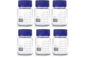 YSNSGMN 6 Pack 500mL Wide Mouth Media Bottle,Round Reagent Media Bottle with GL80 Screw Cap,Storage Lab Glass Bottle,Premium Scientific Glassware for Labs, Classrooms or Home Use Glass Container (500ML)