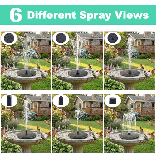 Yeomi Solar Fountain, Floating Solar Water Pump for Bird Bath, Outdoor Water Fountain No Battery or Electricity Needed, Easy to Use for Garden, Pond, Patio