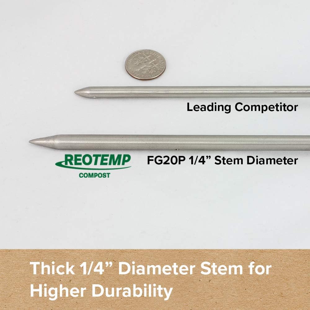 REOTEMP Backyard Compost Thermometer - 20 Inch Stem, with PDF Composting Guide (Fahrenheit) : Outdoor Thermometers : Garden & Outdoor
