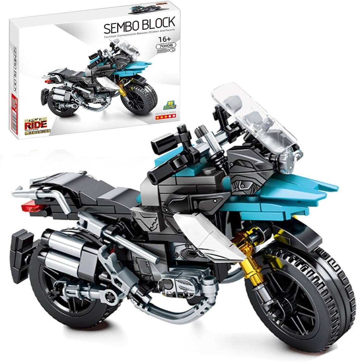 Technic Motorcycle Building Kits for BMW GS motorcycle, 255 Pcs Technic Motorbike Construction Toys, MOC Super Motorbike Building Kit, Compatible with Major Brands