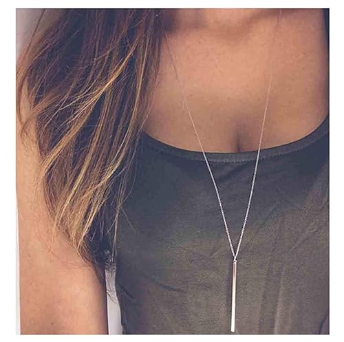 Artmiss Bar Pendant Necklace Gold Long Y-Necklace Delicate Lariat