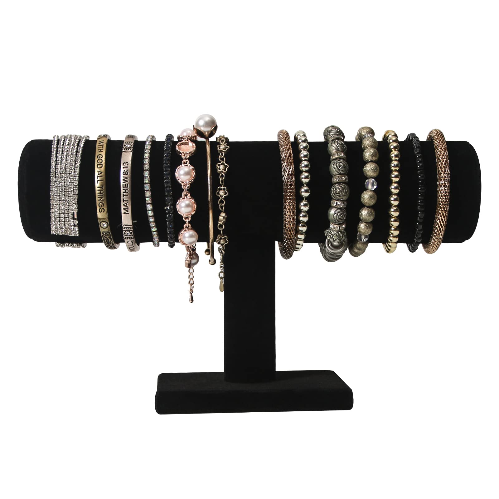 Photo 1 of Justsoso T-Bar Bracelet Holder,Bracelet Display Stand For Selling,Jewelry Organizer Watch Rack For Show (Black Velevt)