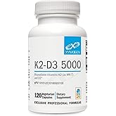 XYMOGEN K2-D3 5000 - Vitamin D3 K2 - Bioavailable Vitamin D 5000 IU (Cholecalciferol) with MK-7 - Heart, Arterial, Bone Health + Immune Support Supplement (120 Capsules)